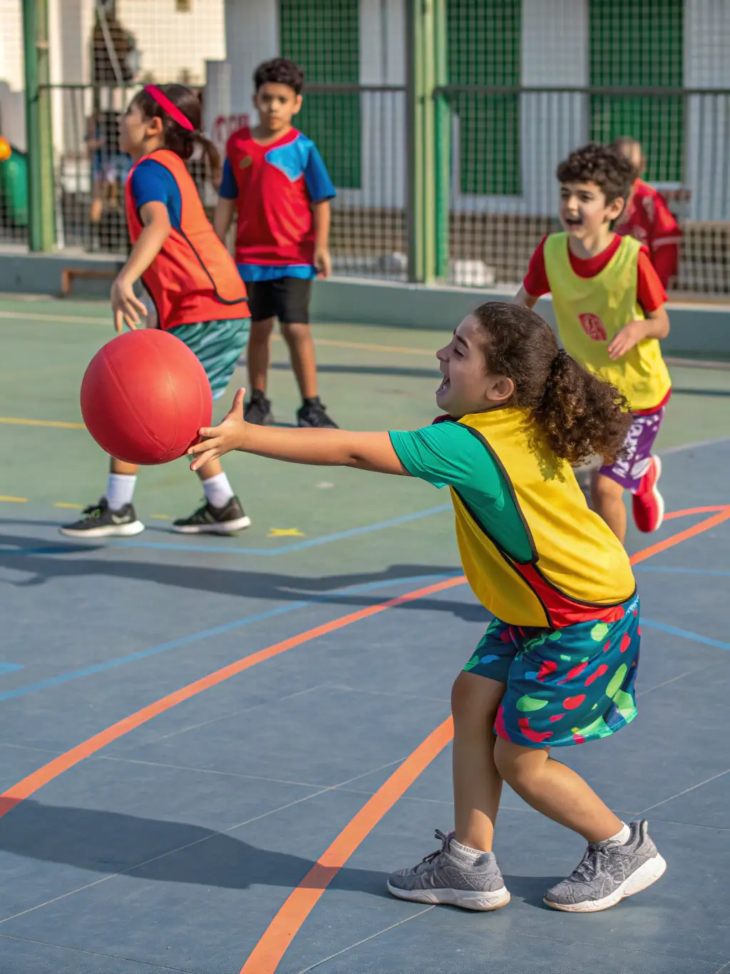 Photo of LEOPARD DODGEBALL 27 volunteers conducting a dodgeball workshop for children at a local school, highlighting the organization's commitment to youth development and community outreach.
